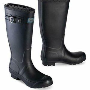 Pendleton Black Rainboots with patterned strap